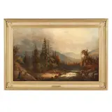 Landscape with Falls and Stag by William Charles Anthony Frerichs, Oil on canvas (lined), sold Mar 2026