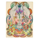Untitled (faces with garden and statuary) by Minnie Evans, Pencil and crayon on paper, sold Mar 2026