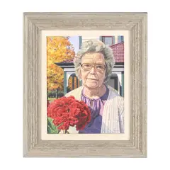 Woman with Rooster Comb Before the Frost by Danny Robinette, Acrylic on canvas, sold Mar 2026