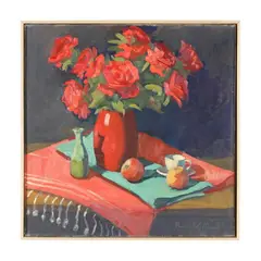 Roses Red with Teal by David A. Williams, Oil on canvas, sold Mar 2026