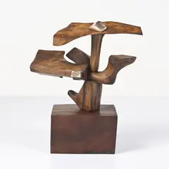 Oiseau Hélicoptère by Fred Brouard, 1990, Bronze et noyer, sold Dec 2014