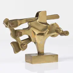 Mechanical vessel by Fred Brouard, 1996, Bronze on bronze base, sold Dec 2014