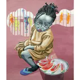 Enfance volée by William Tagne Njepe Twilliam, 2016, Acrylique sur toile, sold Nov 2018