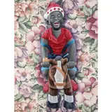 Petit Père Noël by JP Mika, 2016, Huile sur tissu imprimé d'ameublement, sold Nov 2018