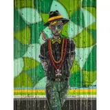 Dandy in Nature by Méderic Turay, 2018, Acrylique, huile, pastel et paillettes sur toile, sold Nov 2018
