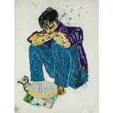 Le banquier de la rue by Kura Shomali, 2013, Gouache et acrylique sur papier, sold Nov 2018