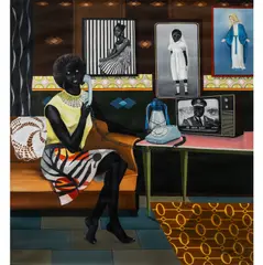 The telephone call by Ian Mwesiga, 2018, Huile sur toile, sold Nov 2018