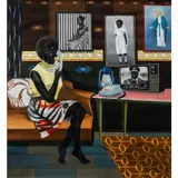 The telephone call by Ian Mwesiga, 2018, Huile sur toile, sold Nov 2018