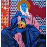Vierge bleue by Marc Padeu, 2018, Acrylique et paillettes sur toile, sold Nov 2018