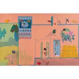 Trois pièces cuisine by Gérard Guyomard, 1973, Acrylique sur toile, sold Dec 2018