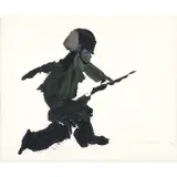 Soldat by Gérard Gasiororowski, 1973, Huile sur papier, sold Dec 2018