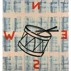 Le tambour by Walter Swennen, 1991, Huile sur panneau, sold Dec 2018