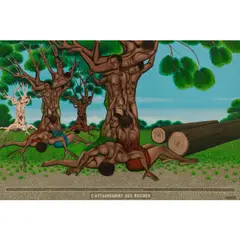 L'attachement aux racines by Chéri Samba, 2010, Acrylique et paillettes sur toile, sold May 2019