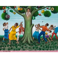 L'arbre by Chéri Samba, 1992, Acrylique et paillettes sur toile, sold May 2019