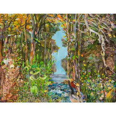 Tropical gardens by Joseph Ntensibe, 2018, Huile sur toile, sold May 2019