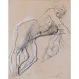 Nu déhanché by Antoine-Louis Barye, Mine de plomb, fusain et craie sur papier, sold May 2019