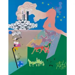 Naissance du centaure by Gérard Guyomard, 1969, Acrylique sur toile, sold May 2019