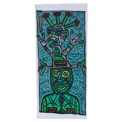 Verdâtre chapeauté avec apparition de près. Sur le chapeau en question, lunettes et fleurs by Robert Combas, 1987, Acrylique sur toile, sold May 2019