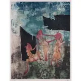 La danse de la mort, planche 4 issue de l'album by Roberto Matta, Eau-forte et aquatinte en couleurs,, sold Jun 2019
