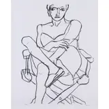Seated Woman in Chemise - 1965 by Richard Diebenkorn, Lithographie en noir sur BFK Rives filigrané, signée, et numérotée 11/100, sold Jun 2019