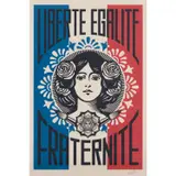 Obey - Liberté égalité fraternité - 2018 by Shepard Fairey, Sérigraphie en couleurs, signée, sold Jun 2019
