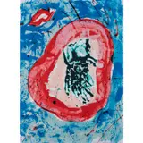 SFS-332 - 1988 by Sam Francis, Sérigraphie en couleurs sur papier PTI #120 Waterleaf, toutes marges, pleine page, sold Dec 2019