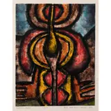 Anjonny Ibero by Kola Sorunke, 1985-86, Huile sur papier, sold Nov 2019