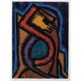 Sculpture by Bayo Ogundele, 1986, Huile sur papier, sold Nov 2019