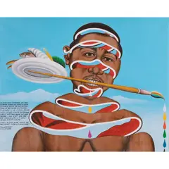 J'aime la couleur by Chéri Samba, 2004, Acrylique et paillettes sur toile, sold Nov 2019