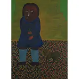 Girl and cat by Salah El Mur, 2017, Acrylique sur toile, sold Nov 2019