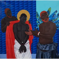 Voici l'homme ! by Marc Padeu, 2019, Acrylique et paillettes sur toile, sold Nov 2019