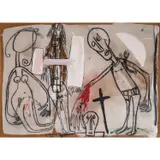 La guerre sainte by Michel Macréau, 1987, Huile et fusain sur panneau d'isorel marouflé sur toile, sold Dec 2019