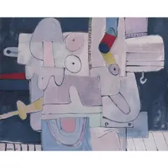 Composition abstraite by Jean Rustin, 1968, Huile sur toile double face, sold Dec 2019