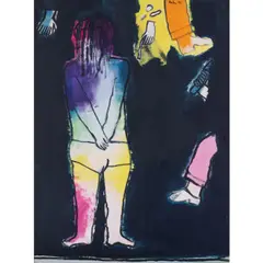 La petite fille by Jean Rustin, 1971, Technique mixte sur papier marouflé sur toile, sold Dec 2019