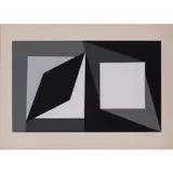 Hommage à Malevitch - 1961 by Victor Vasarely, Sérigraphie en noir, blanc et gris sur papier vélin, toutes marges, sold Dec 2019