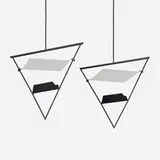 Ceiling lamps, pair by Mario Botta, c. 1975, enameled steel and brass, enameled aluminum, aluminum, sold Mar 2023