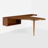 Hanging wall cabinet and desk by George Nakashima, 1956, Heart-cut American black walnut, rosewood, sold Mar 2023