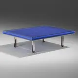 Table Bleue by Yves Klein, International Klein Blue pigment, glass, Plexiglas, steel, sold Mar 2023
