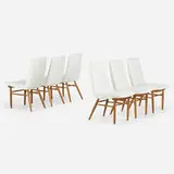 Dining chairs model 206-W, set of six by George Nakashima, 1958, walnut, naugahyde, sold Mar 2023