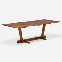 Conoid dining table by Mira Nakashima, 2010, American black walnut, rosewood, sold Mar 2023
