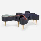 Coffee table by Katharina Welper, 2014, porcelain tile mosaic, lacquered wood, cherry, sold Mar 2023