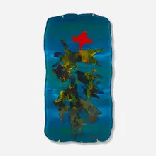 Wall panel by Duilio (Dubé) Barnabé, c. 1958, reverse-painted glass, sold Mar 2023