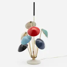 Table lamp, model 534 by Gino Sarfatti, 1951, enameled brass, enameled aluminum, marble, sold Mar 2023