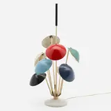 Table lamp, model 534 by Gino Sarfatti, 1951, enameled brass, enameled aluminum, marble, sold Mar 2023