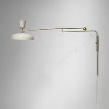Wall lamp, model G1 by Pierre Guariche, 1951, enameled aluminum and steel, brass, sold Mar 2023