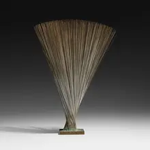 Untitled (Spray) by Harry Bertoia, c. 1975, stainless steel wire, bronze, sold Mar 2023