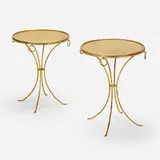 Gueridons, pair by Jean-Michel Frank, c. 1940, gilt steel, sold Mar 2023