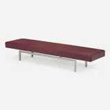 Bench from the Claremont House, Chicago by Brad Lynch, 2007, leather, matte chrome-plated steel, sold Mar 2023