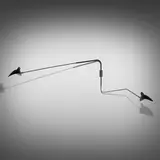 Appliqué simple à deux bras by Serge Mouille, 1954, enameled steel and aluminum, brass, sold Mar 2023