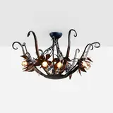 Unique chandelier from Rococo Chocolates by Mark Brazier-Jones, c. 1988, forged and fabricated polychromed steel, sold Mar 2023